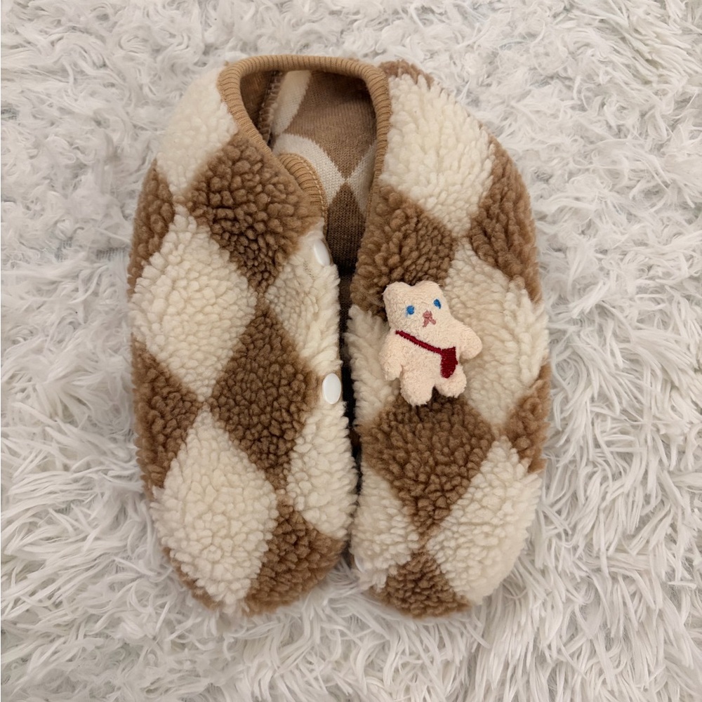 Quilted Dog Vest - Plaid with Teddy Bear